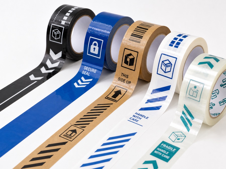 Custom printed tape rolls for branded cartons